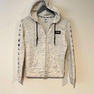 PINK‎ Hooded Sweatshirt. Zip Up. Size Small. Beige/Black